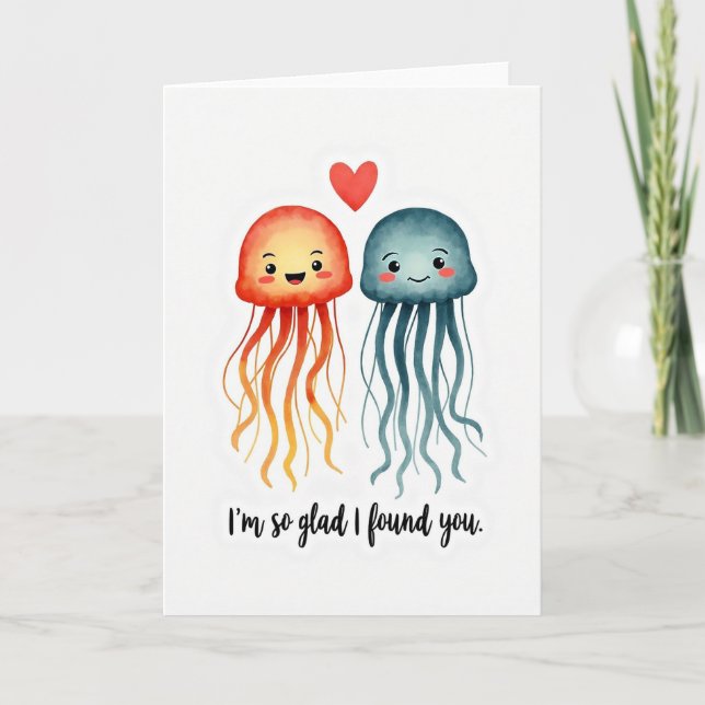 Glad I Found You Jellyfish Card Kort (Framsida)