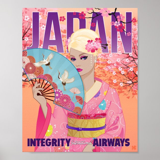 Glad i Japan konsttryck Poster (Framsidan)