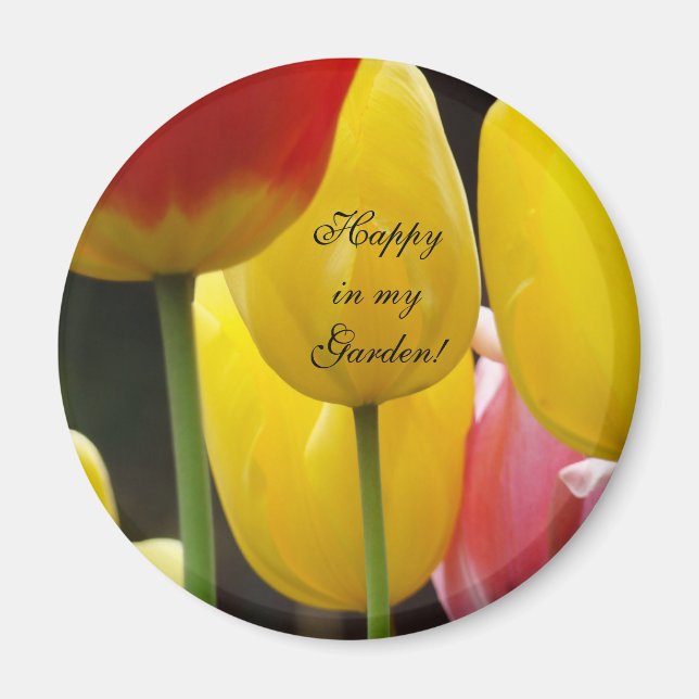 Glad i min trädgård! magnet Vår Tulpan Blommor (Framsidan)