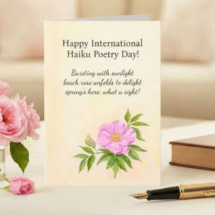 Glad Internationella Haiku-dagen Strandros Kort
