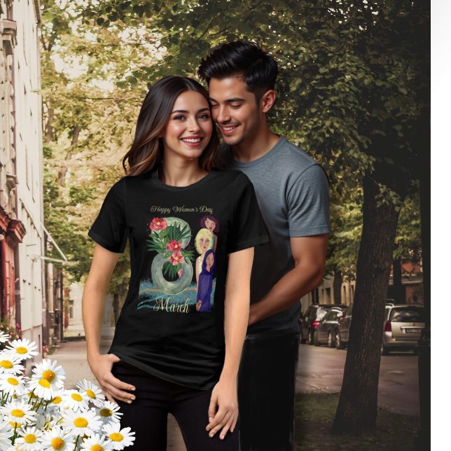 Glad Internationella Kvinnodagen | 8 mars Vibrant  T Shirt (Happy Women's Day  March 8th Vibrant Dark Tri-Blend Shirt)