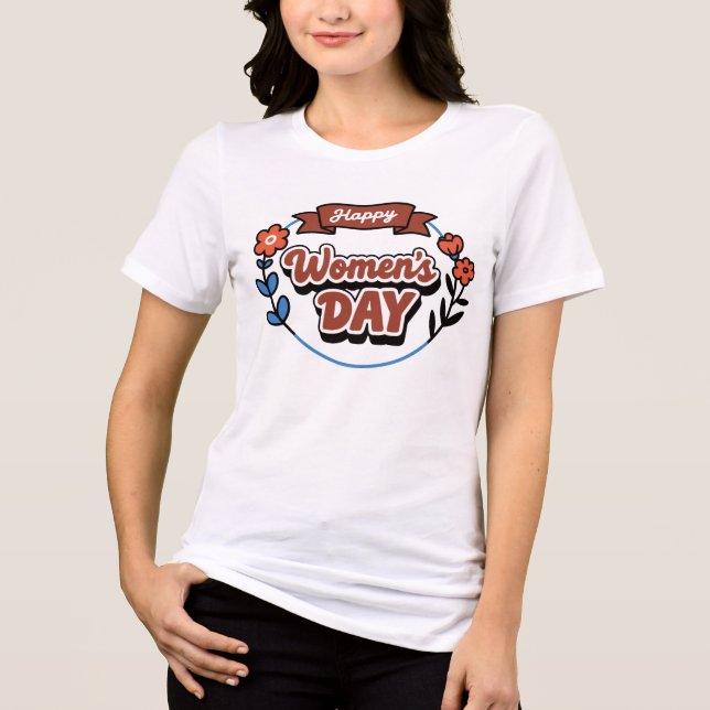 Glad Internationella Kvinnodagen Retro Floral Tri- T Shirt (Framsida)
