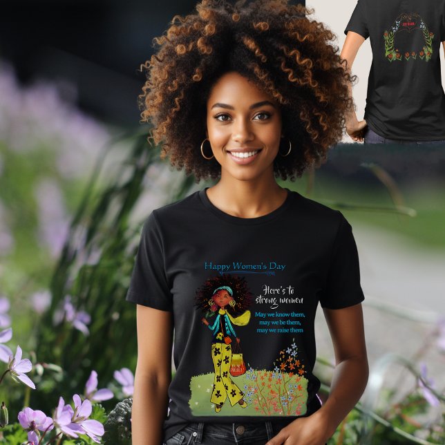 Glad Internationella Kvinnodagen Starka Kvinnor Ci T Shirt (Happy Women's Day Strong Women Quote Black )