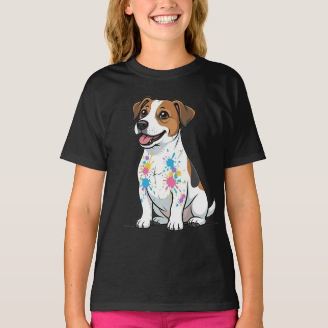 Glad Jack Russell Plaskfunder T Shirt (Framsida)