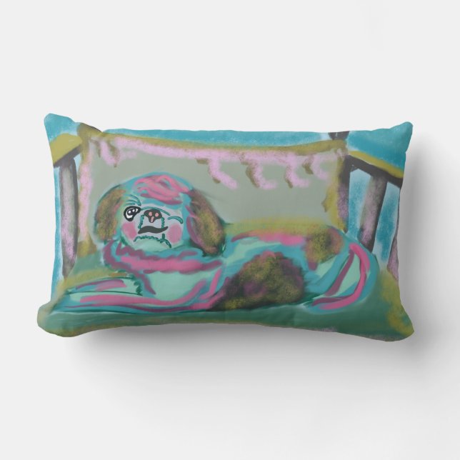 Glad japansk spaniel lumbarkudde (Framsida)