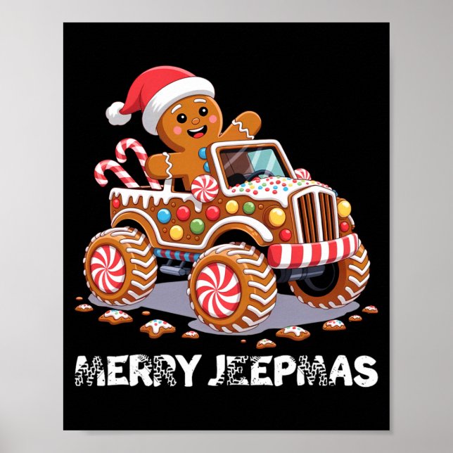 Glad Jeepmas ful Ljusstake Jul Långärmad S Poster (Framsidan)
