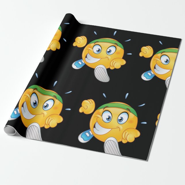 Glad Jogging Emoji Tecknad Löpare Presentpapper (Utrullad)