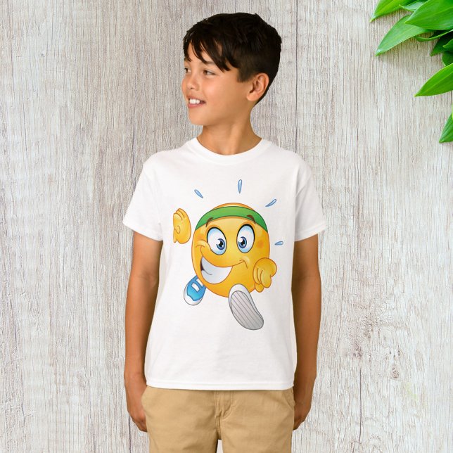 Glad Jogging Emoji Tecknad Löpare T Shirt (Skapare uppladdad)