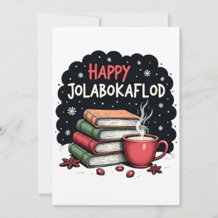 Glad Jolabokaflod Familjehögtidsgåva Julkort