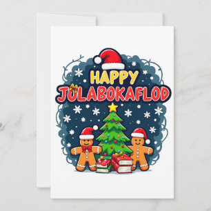 Glad Jolabokaflod Familjehögtidsgåva Julkort