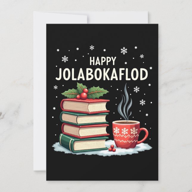 Glad Jolabokaflod Familjehögtidsgåva Julkort (Framsida)