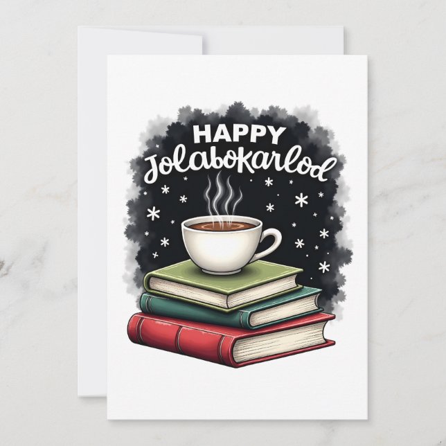 Glad Jolabokaflod Familjehögtidsgåva Julkort (Framsida)