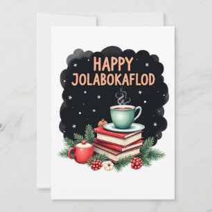 Glad Jolabokaflod Familjehögtidsgåva Julkort