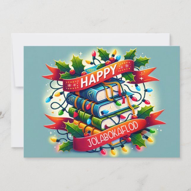 Glad Jolabokaflod Inbjudningar (Framsida)
