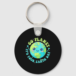 Glad jordens dag 2026 söt planet miljö män nyckelring