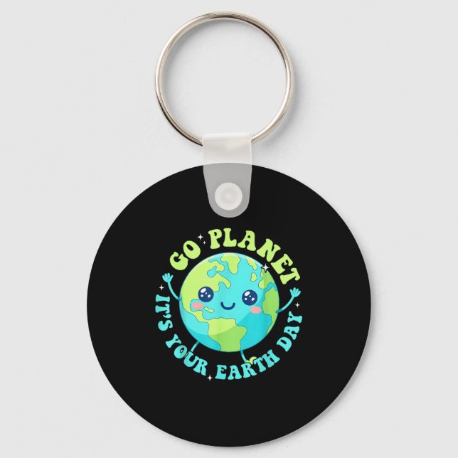 Glad jordens dag 2026 söt planet miljö män nyckelring (Framsida)