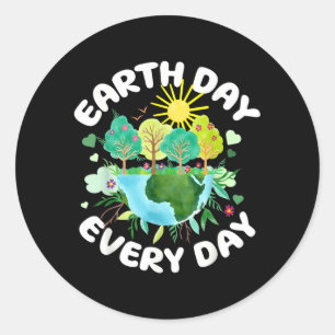 Glad jordens dag 2026 Spara planeten jordens dag Runt Klistermärke