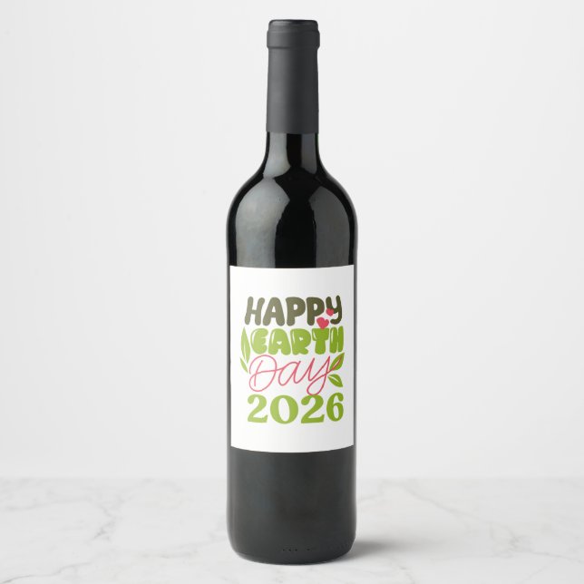 Glad jordens dag 2026 vinflaska etikett (Framsida)