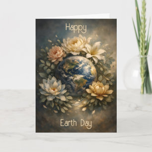 Glad jordens dag Blommiga planet konst Kort