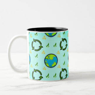Glad jordens dag kaffemug Två-Tonad mugg