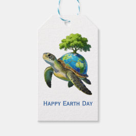 Glad jordens dag Sköldpaddsplanet och träd Presentetikett