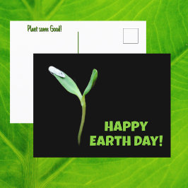 Glad jordens dag Svart fröplanta för ny tillväxt Vykort