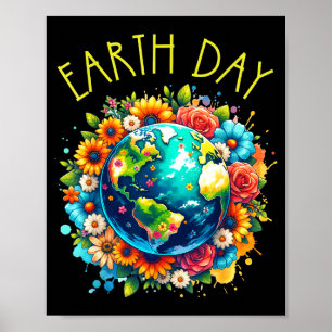 Glad jordens dag Tröja Söt jord med blomjord Poster