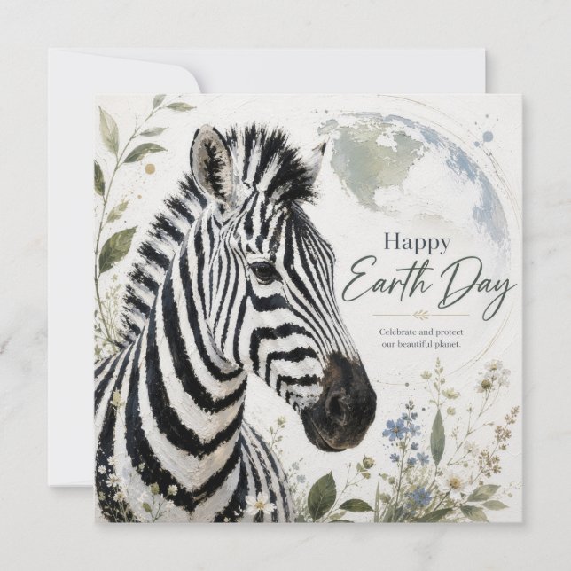 Glad jordens dag Zebra Wildlife Kort (Framsida)