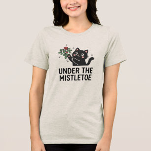 Glad Joy Svart Katt Mistel Cartoon T-Shirt