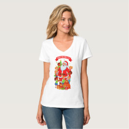 GLAD JUL 2525 KVINNLIG BASIK V-RANKAD T-SHIRT