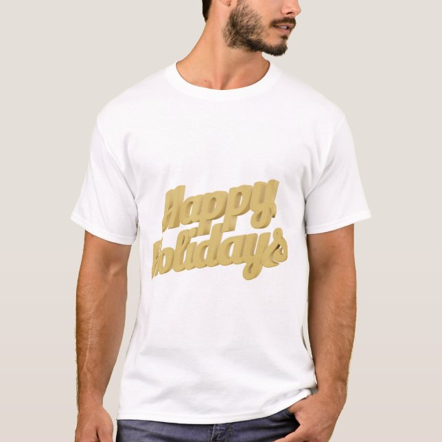 Glad jul 3D guld typografi design. T Shirt (Framsida)