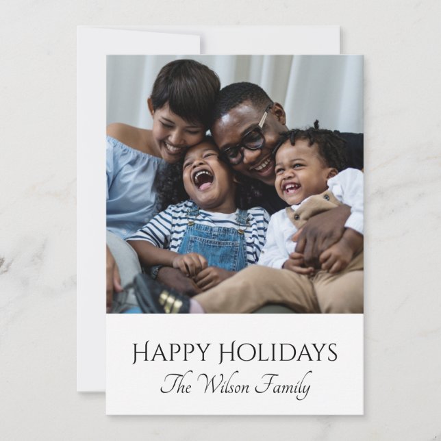 Glad jul afroamerikansk familjefoto julkort (Framsida)
