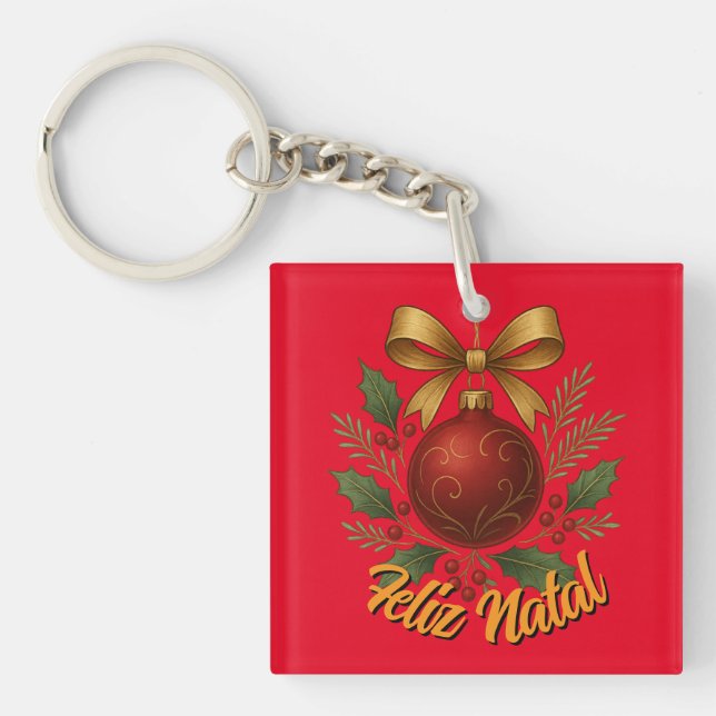 Glad jul Akrylnyckelring - Feliz Natal (Framsidan)
