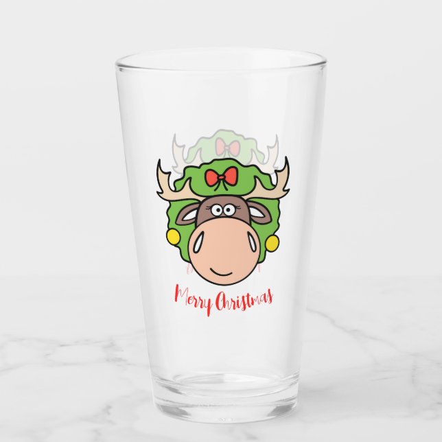 Glad jul Älg Glas (Framsida)