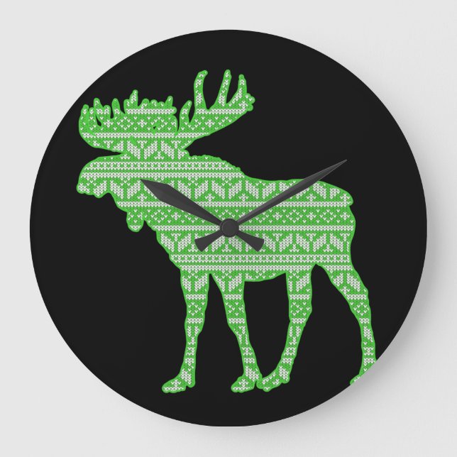 GLAD JUL ÄLG GRÖN HJORT STOR KLOCKA (Framsida)