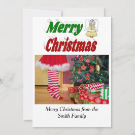 Glad jul Ängel foto röd grön typografi Julkort