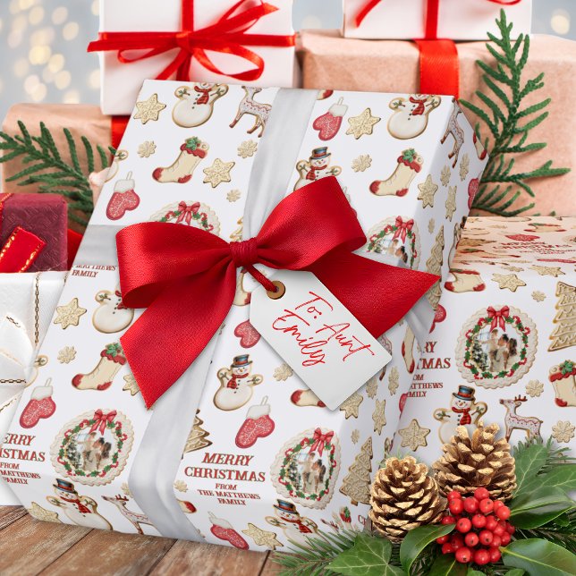 Glad jul Anpassad foto & från namn kaka Presentpapper (Skapare uppladdad)