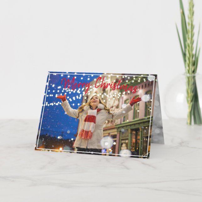 Glad jul Anpassad fotofirande Helgkort (Framsida)