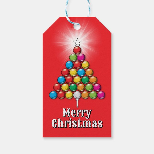 Glad jul anpassad golfmonogramdesign presentetikett (Framsidan)