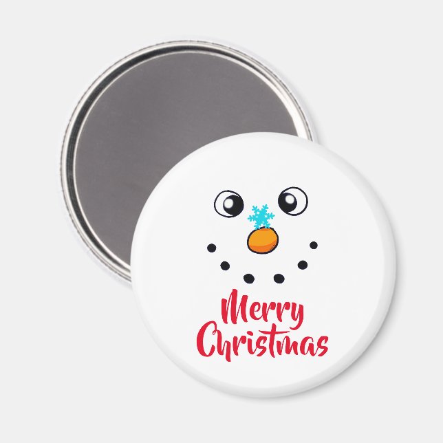 Glad jul Ansikte Snömannen Julfirande Magnet (Front/Back)