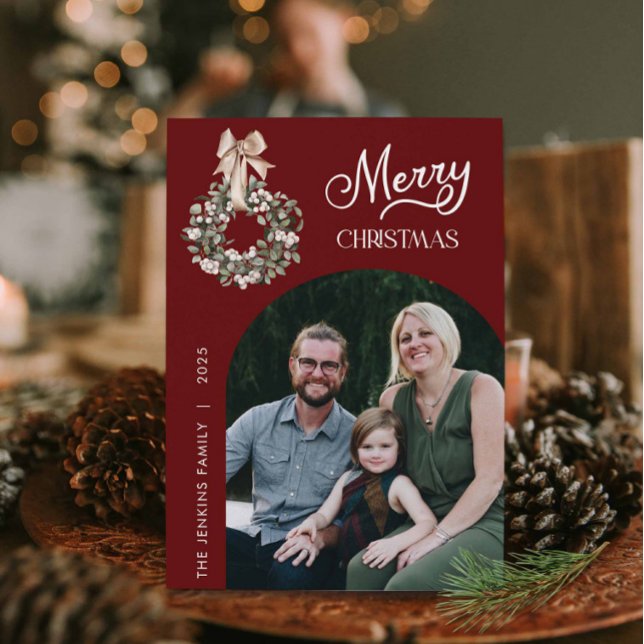 Glad jul Arkfoto Julkort (Arched Photo Christmas Greeting Card)