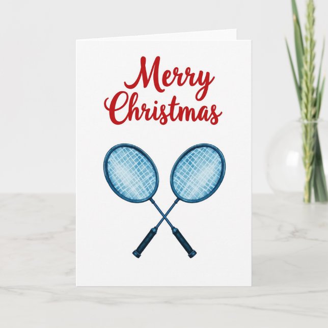 Glad jul badminton-kort kort (Framsida)