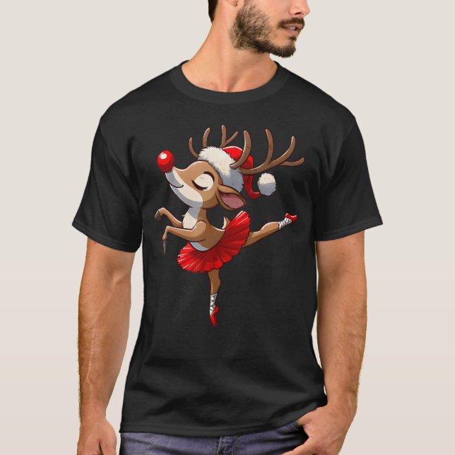 Glad jul Balett Ren Dansande Balett Te T Shirt (Framsida)