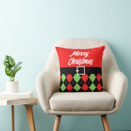 Glad jul bälte och argyle kastkudde kudde