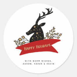 Glad jul banner Jul renar Runt Klistermärke