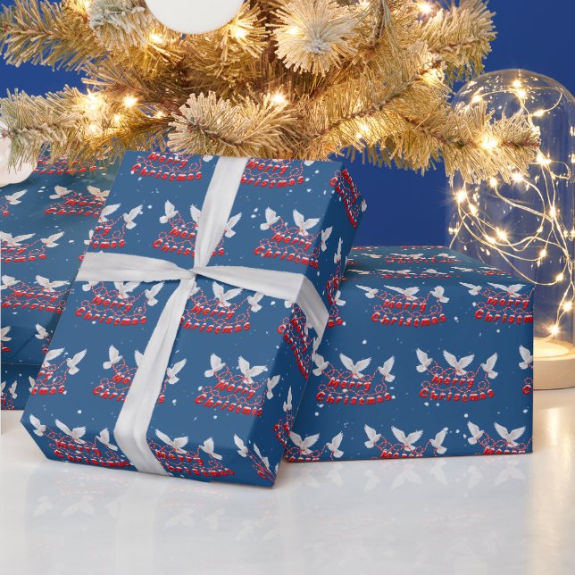 Glad jul Banner och duvor  Presentpapper (Helgdagar)
