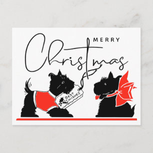 GLAD JUL Bästa önskningar Scottie Dogs Vykort