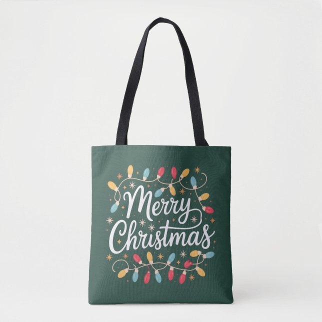 Glad jul Belysning Rolig Xmas Högtid Tygkasse (Framsida)