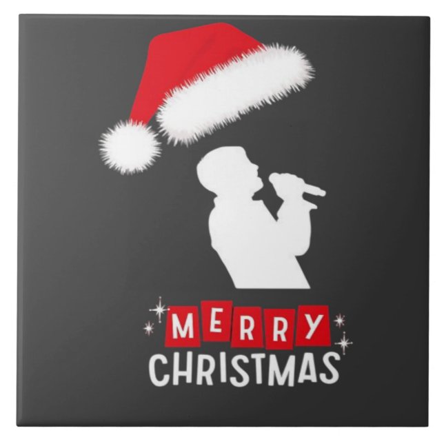 Glad jul biblioteksträd kakelplatta (Framsidan)