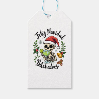 Glad jul Bitchachos Rolig Dödskalle Spanska God Ju Presentetikett